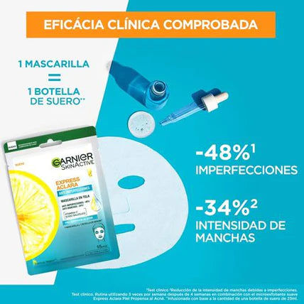 Mascarilla tela Garnier Anti-Imperfecciones Express Aclara