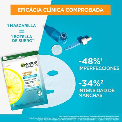 Mascarilla tela Garnier Anti-Imperfecciones Express Aclara