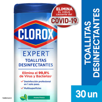 Toallitas Desinfectantes Clorox Expert Frasco 30un