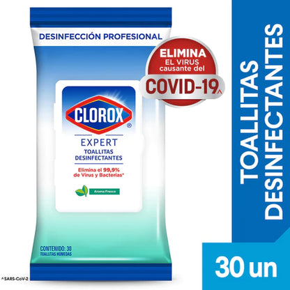 Toallitas Desinfectantes Clorox Expert Fresco flowpack 30 un