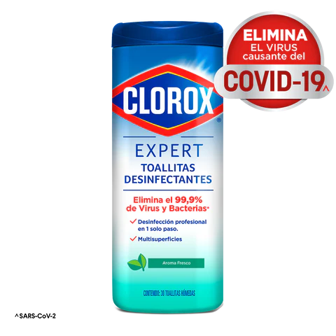 Toallitas Desinfectantes Clorox Expert Frasco 30un