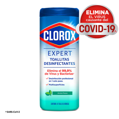 Toallitas Desinfectantes Clorox Expert Frasco 30un