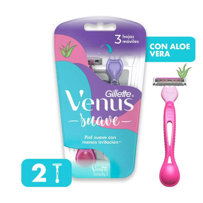 Afeitadora Desechable Venus Suave, 2Un