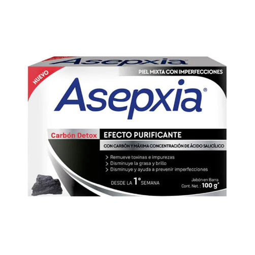 Jabón barra Asepxia carbón Detox efecto purificante 100gr