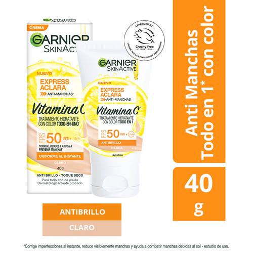 Crema Garnier Express Aclara Anti-Brillo Tono Claro 40g