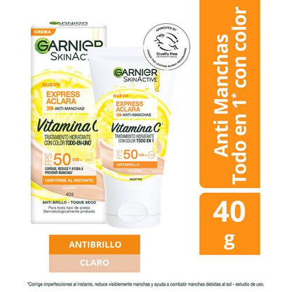 Crema Garnier Express Aclara Anti-Brillo Tono Claro 40g