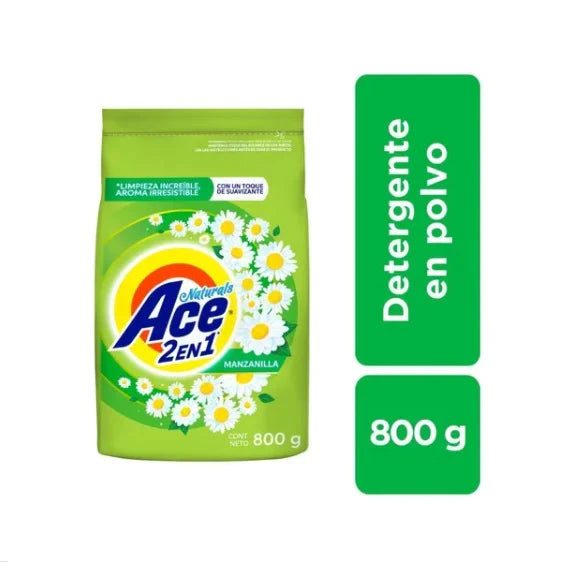 Pack x 3 Detergente en polvo Ace Manzanilla 800gr