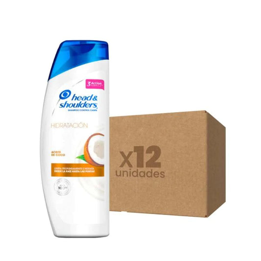 Caja 12 unidades Shampoo Head & Shoulders Hidratación Aceite de Coco 375ml