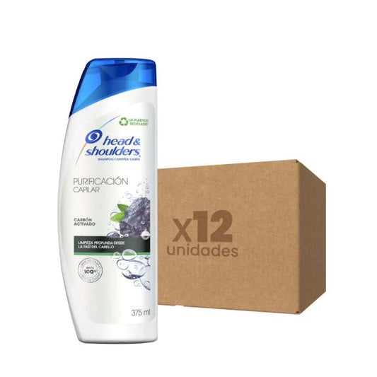 Caja 12 unidades Shampoo Head & Shoulders Carbón 375ml