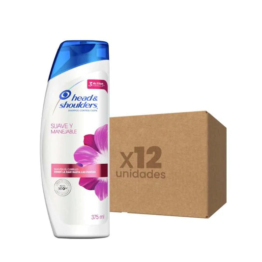 Caja 12 unidades Shampoo Head & Shoulders Suave y manejable 375ml