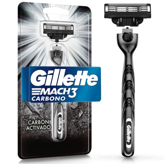 Máquina recargable Gillette Mach3 carbón + 1 cartucho