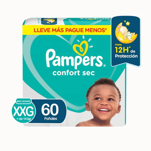 Pack x 2 Pañales Pampers Confort Sec XXG 60 unds