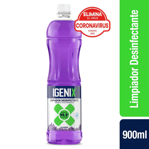 Pack x3 Limpiador Desinfectante Igenix Lavanda Amonio Cuaternario 900ml