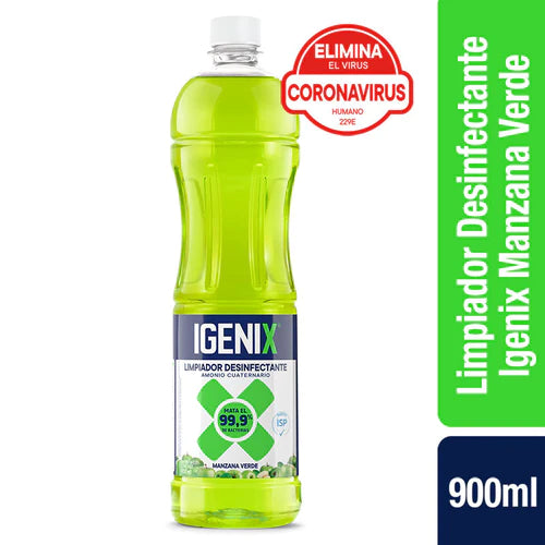 Pack x3 Limpiador Desinfectante Igenix Manzana Verde Amonio Cuaternario 900ml