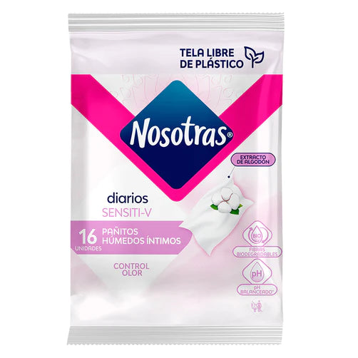 Pack x 3 Pañitos Humedos Intimos Nosotras Sensiti-V 16 unds.