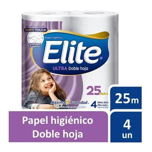 Pack x 3 Papel higiénico Elite Ultra doble hoja 4 rollos 25m