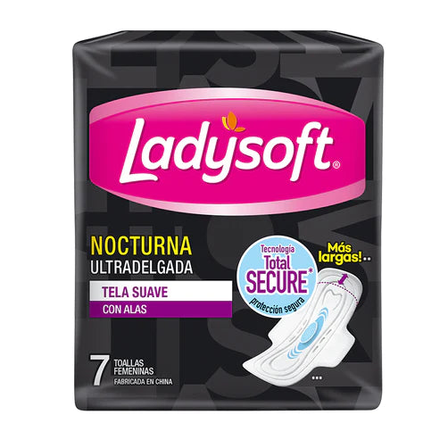 Pack x 3 Toalla higiénica Ladysoft Nocturna Ultradelgada suave 7 unds