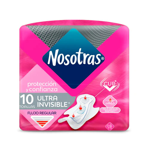 Pack x 3 Toalla higiénica Nosotras Ultra Invisible Malla 10unds.