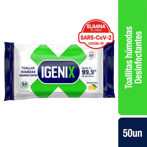 Pack x 3 Toallas húmedas desinfectantes Igenix Frescura cítrica 50unds