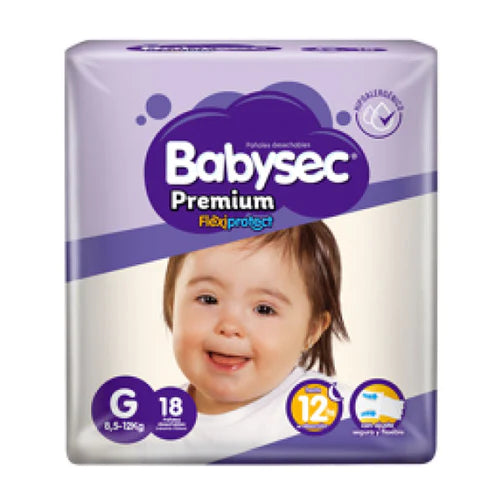 Pack x 8 Pañales Babysec Premium G 18 unds