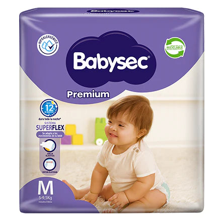 Pack x 8 Pañales Babysec Premium M 20 unds