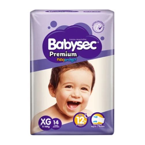 Pack x 8 Pañales Babysec Premium XG 14 unds