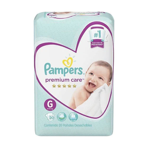 Pack x 8 Pañales Pampers Premium Care G 20 unds