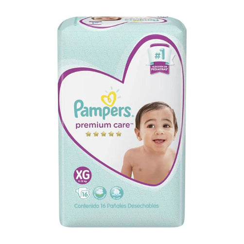 Pack x 8 Pañales Pampers Premium Care XG 16 unds