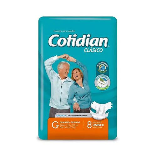 Pañales Cotidian Clásico adultos G 8 unds