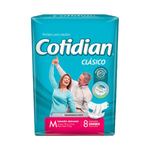 Pañales Cotidian Clásico adultos M 8 unds