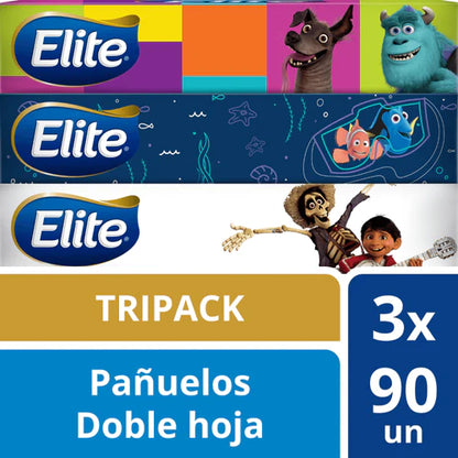 Pañuelos faciales Elite Infantil 3 cajitas de 90 unidades