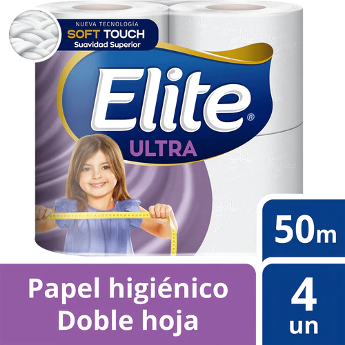 Papel higiénico Elite Ultra doble hoja 4 rollos 50m