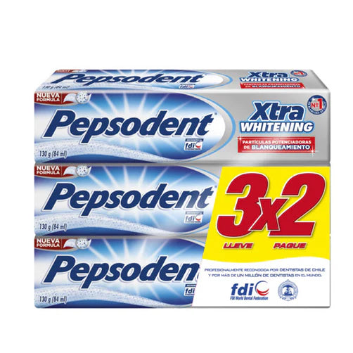 Pack x 3 Pasta dental Pepsodent Xtra Whitening 3x2 130gr