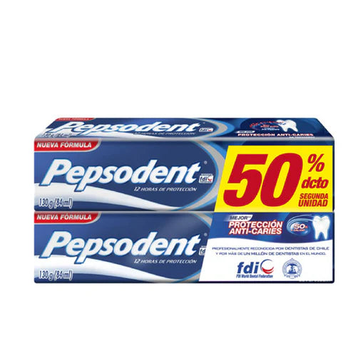 Pack x 3 Pasta dental Pepsodent protección anti-caries 2x1 130gr