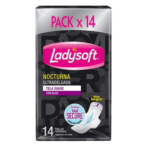 Pack x 3 Toalla higiénica Ladysoft Nocturna Ultradelgada suave 14 unds