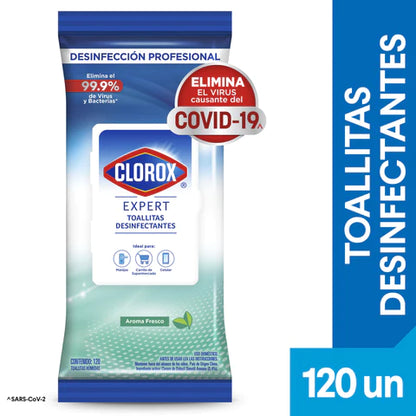 Toallitas Desinfectantes Clorox Expert Fresco flowpack 120 un