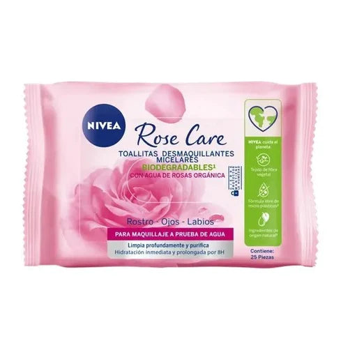 Pack x 3 Toallitas desmaquillantes Nivea Rose Care 25 unds