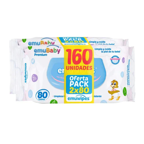 Toallitas humedas Emuwipes premium 160 unidades