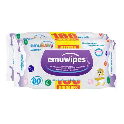 Toallitas humedas Emuwipes superior 160 unidades