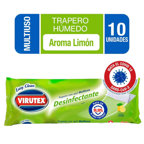 Trapero húmedo Virutex desinfectante Limón 10 unidades