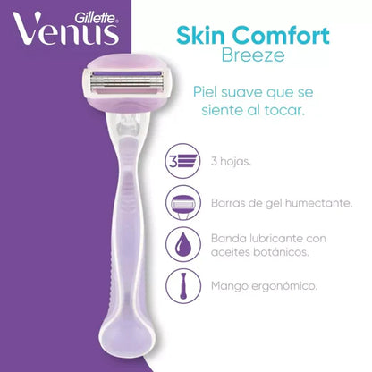 Maquina recargable Venus Skin Comfort Breeze + 1 cartucho de 3 navajas