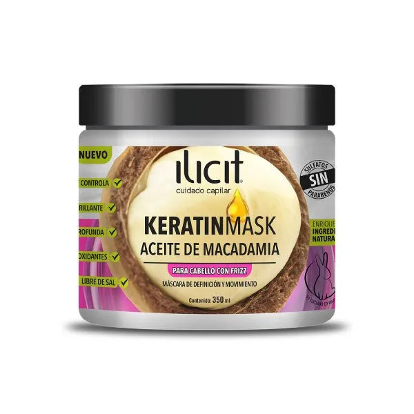 Pack x 3 Crema capilar Keratin Mask Ilicit aceite de macadamia 350ml